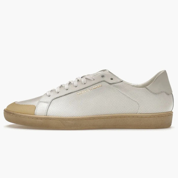 SL/39 Saint Laurent Court Classic Low Perforovaná kožená slonovina