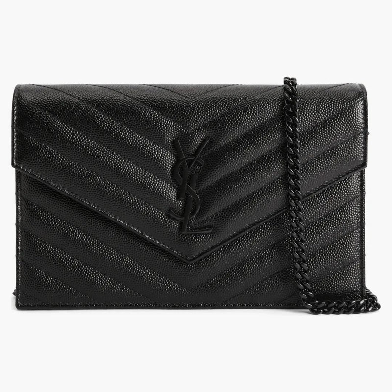 Saint Laurent -kuvertkedjan Wallet Grain de Poudre Black