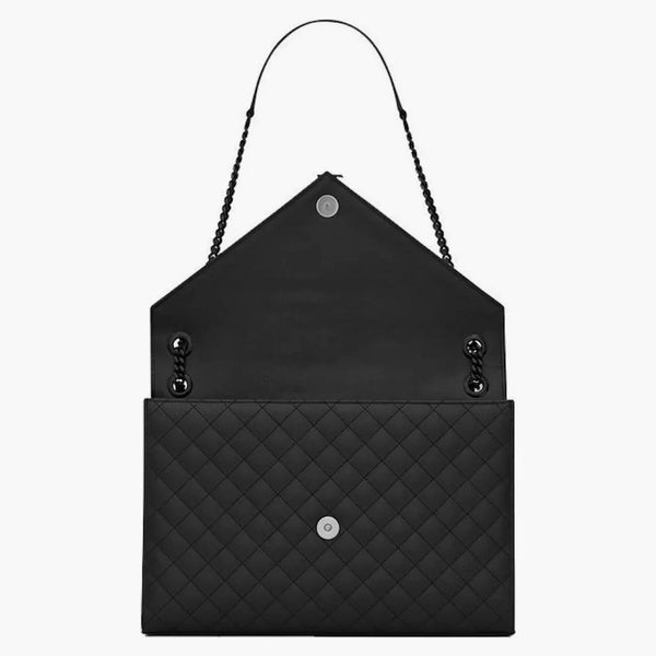 Svatý Laurent obálka zrna de Poudre Relissed Leather Mix Matelasse Velká černá