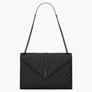 Saint Laurent Envelope Grain de Poudre embossed Leather Mix Matelasse Large Black