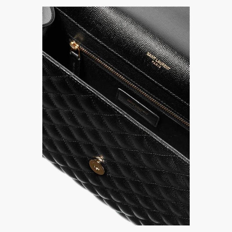 Saint Laurent Envelope Grain de Poudre Large Black