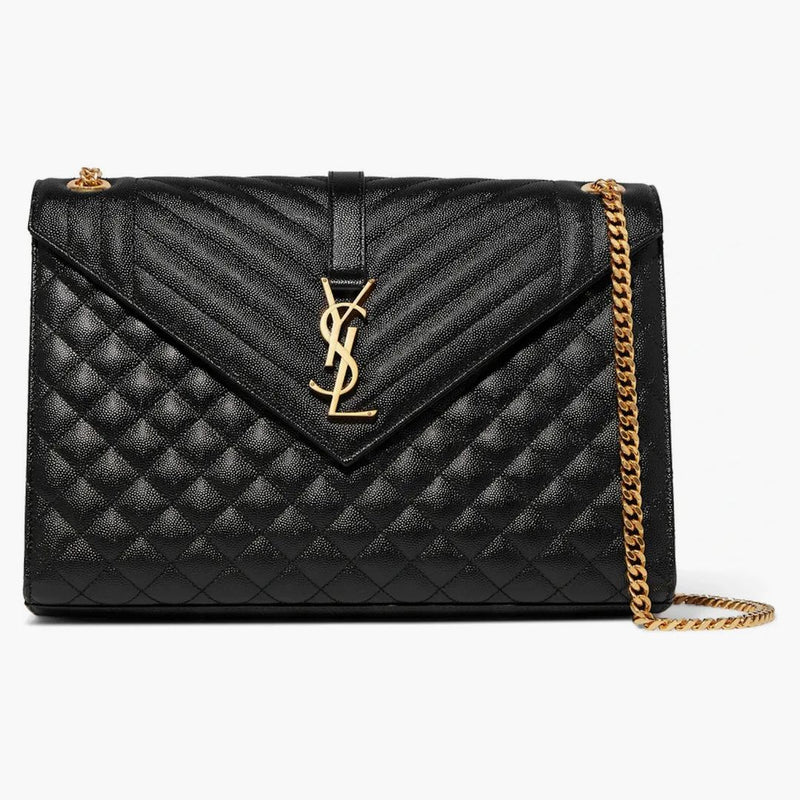 Saint Laurent Envelope Grain de Poudre Large Black