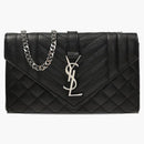 Saint Laurent Envelope Quilted Shoulder Bag Black