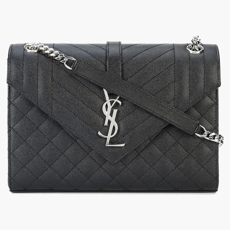 Saint Laurent Envelope Medium Bag Grain De Poudre Black