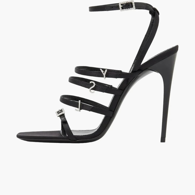 Saint Laurent Jerry Crepe Satin Sandal Black (Womens)