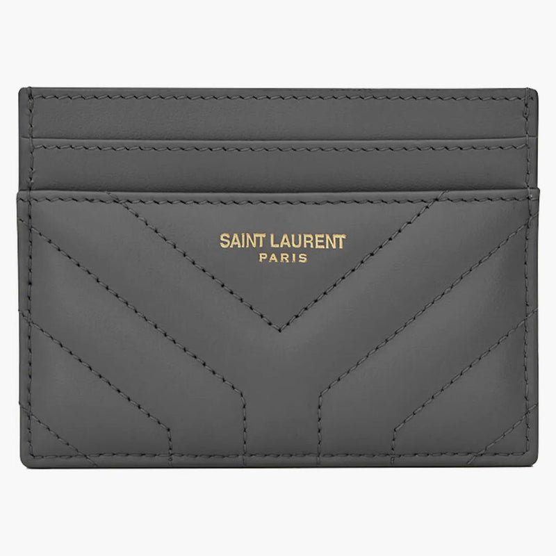 Případ karet s Saint Laurent Joan v prošívané kožené černé barvě