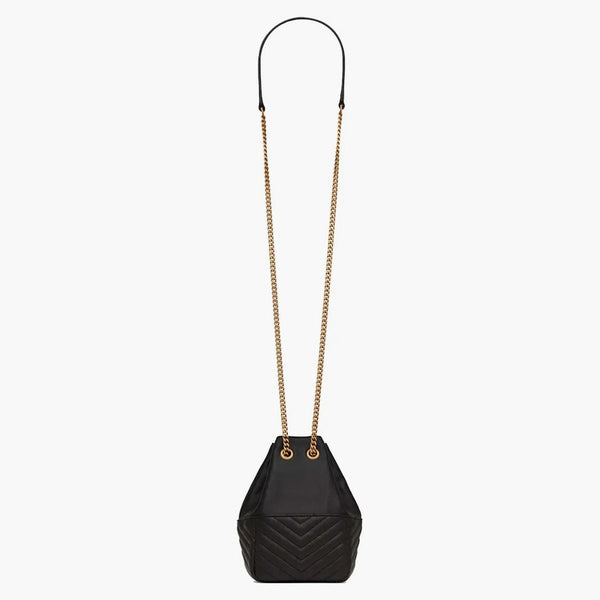 Saint Laurent Joe Mini Bucket Bag in Quilted Lambskin Leather Black