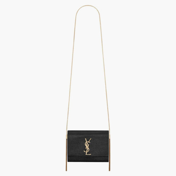 Svatý Laurent Kate Box Bag Rippled Patent Leather Black