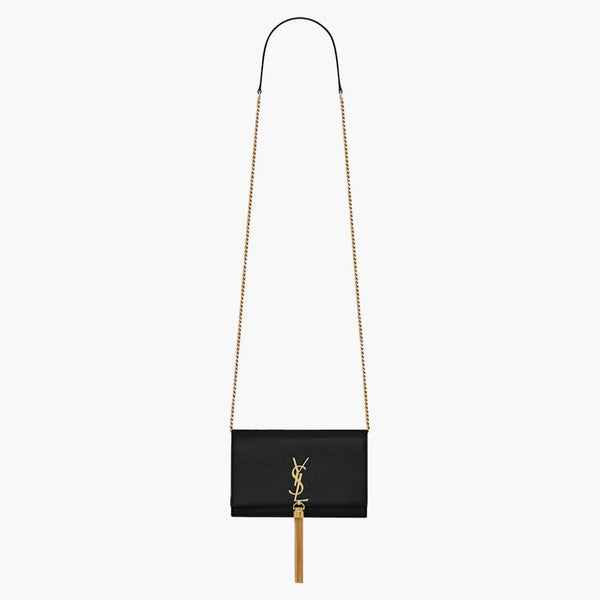 Saint Laurent Kate střapcový řetězový taška černá