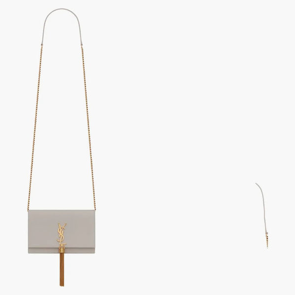 Saint Laurent Kate Tassel v řetězovém tašce bílé