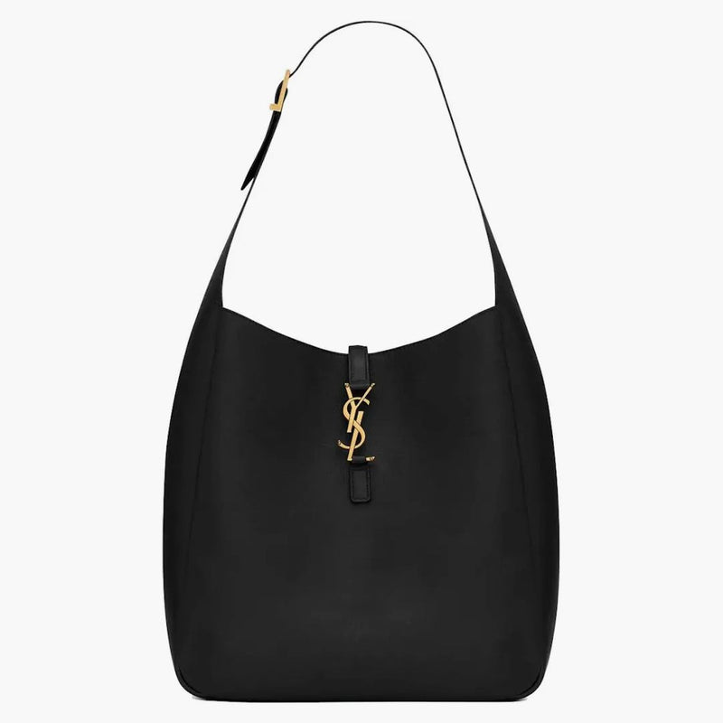 Saint Laurent Large LE 5 à 7 gładka w gładkiej skórzanej czerni