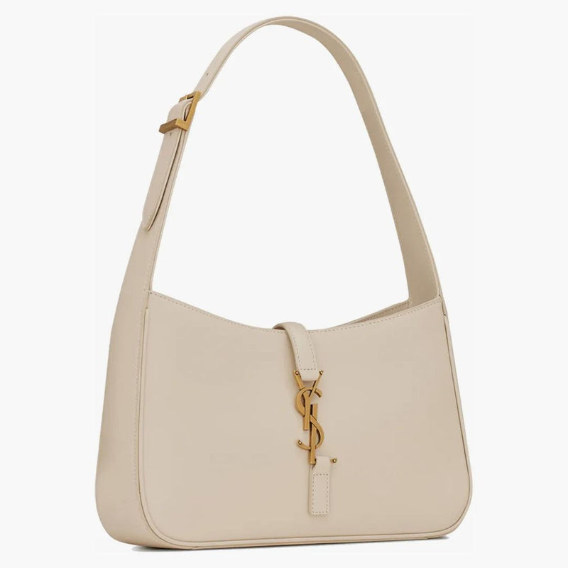 Saint Laurent Le 5 A 7 Hobo Bag In Smooth Leather Blanc Vintage