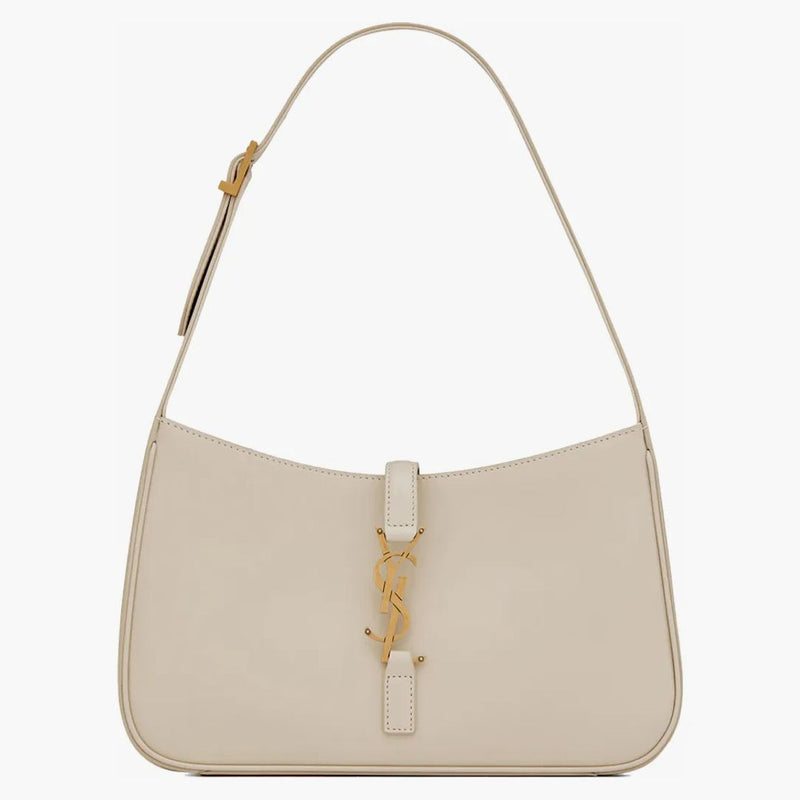Saint Laurent Le 5 A 7 Hobo Bag In Smooth Leather Blanc Vintage