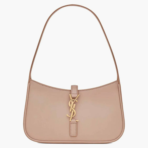 Saint Laurent Le 5 A 7 Mini hobo taška v hladkém kožené růžové písku