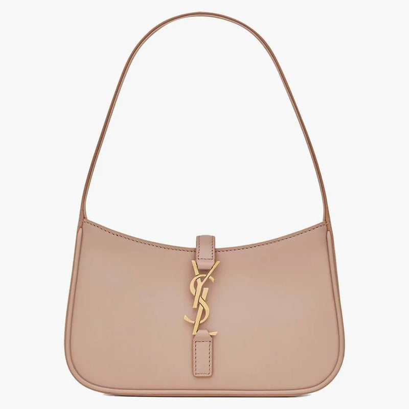 Saint Laurent Le 5 A 7 Mini hobo taška v hladkém kožené růžové písku
