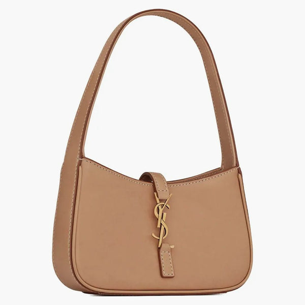 Saint Laurent Le 5 A 7 Mini hobo taška v zelenině opálené kožené hnědé zlato
