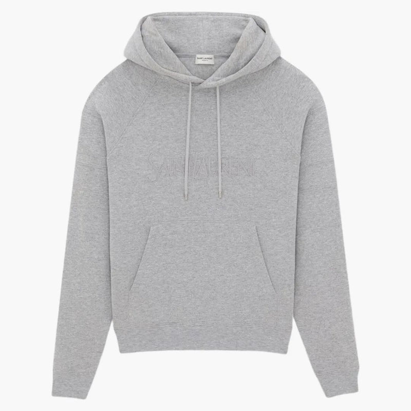 Saint Laurent -logotypen broderad hoodie grå