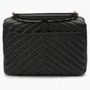Saint Laurent Logo Plaque Shoulder Bag Quilted Black