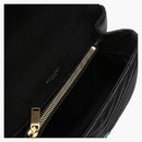 Saint Laurent Logo Plaque Shoulder Bag Quilted Black