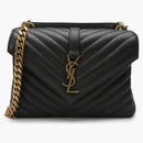 Saint Laurent Logo Plaque Shoulder Bag Quilted Black