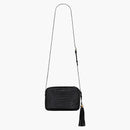 Saint Laurent Lou Camera Bag in Crocodile Embossed Shiny Leather Black