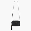 Saint Laurent Lou Camera Bag in Crocodile Embossed Shiny Leather Black