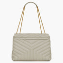 Saint Laurent Loulou Medium Chain Bag Matelasse Y Blanc Vintage