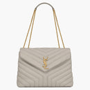 Saint Laurent Loulou Medium Chain Bag Matelasse Y Blanc Vintage