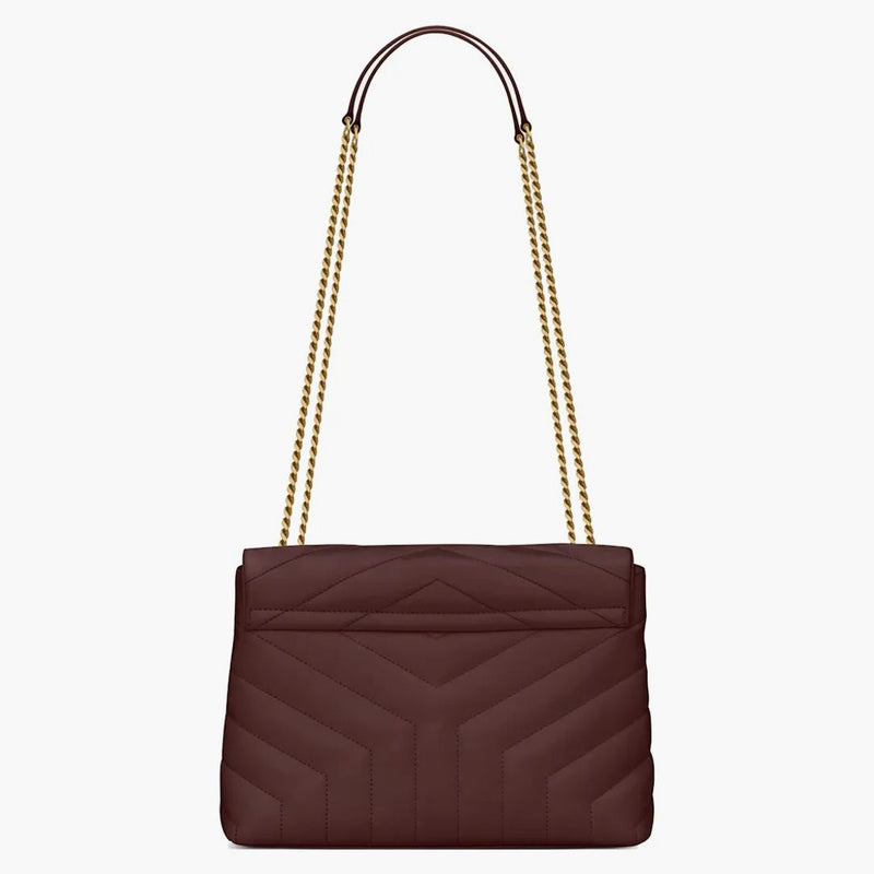 Saint Laurent Loulou Medium Chain Bag Matelasse Y Rouge Legion