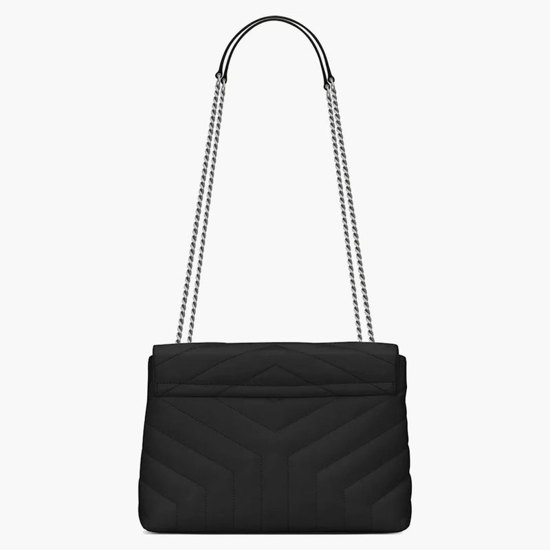 Saint Laurent Loulou Small Chain Borse Matelasse nero/argento