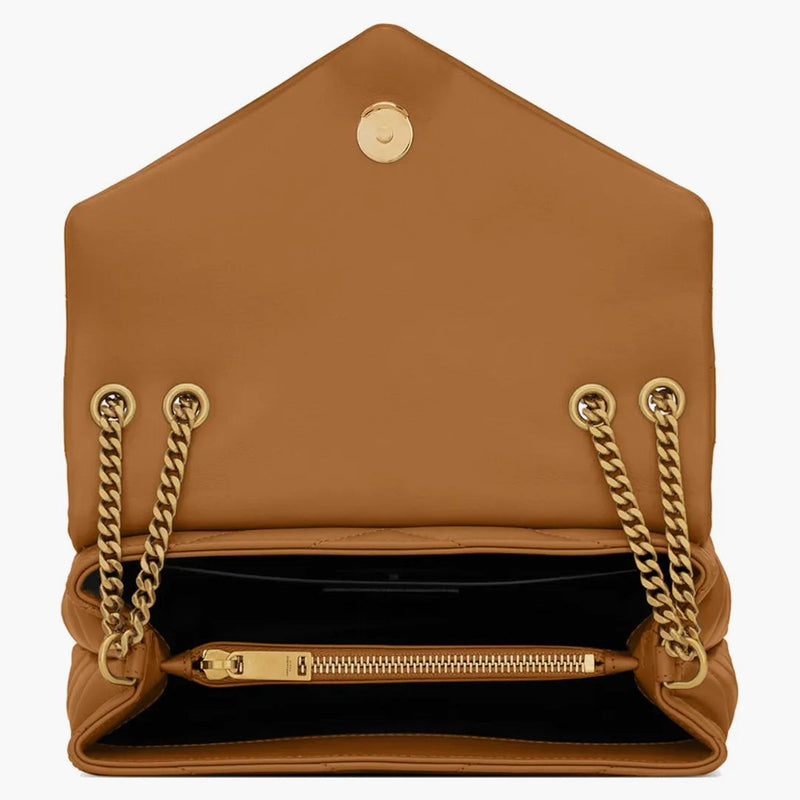 Saint Laurent Loulou Small Chain Bag Matelasse Y Dark Natural