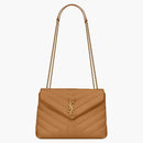 Saint Laurent Loulou Bolsa de cadena pequeña Matelasse y Oscuro Natural