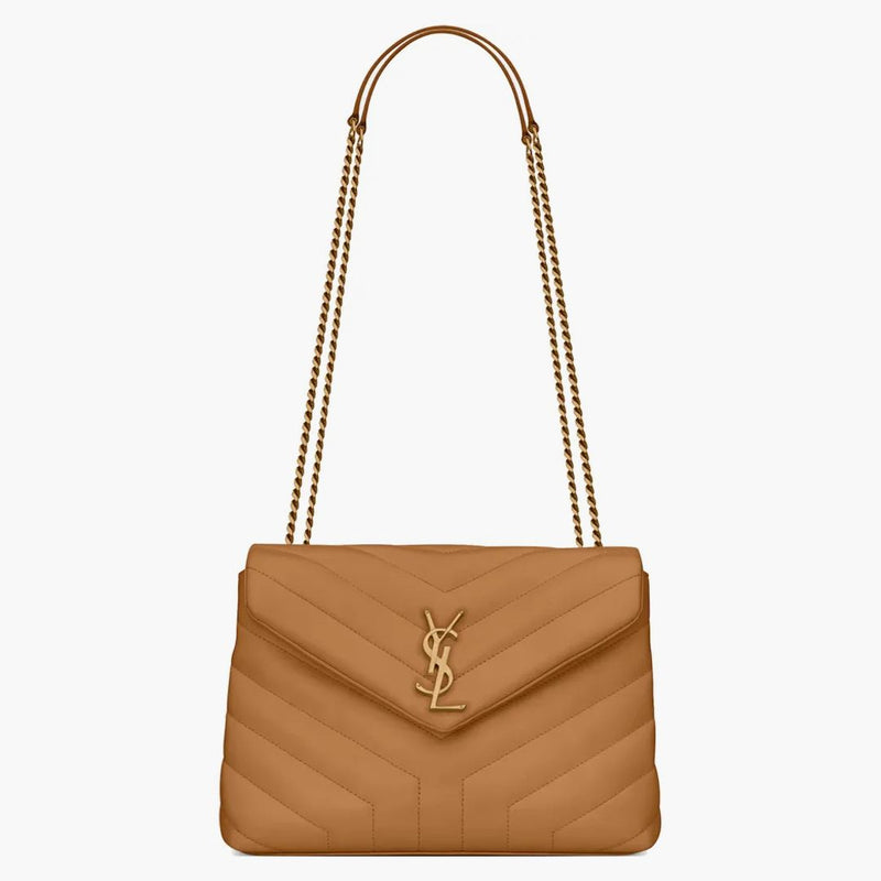 Saint Laurent Loulou Small Chain Bag Matelasse Y Dark Natural