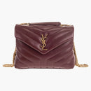 Saint Laurent Loulou Small Chain Bag Matelasse Y Rouge Legion