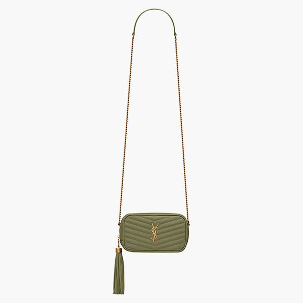 Saint Laurent Lou Mini Bag in prošívané zrno de poudre reliéfní světlé mudrce