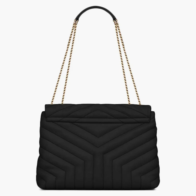 Saint Laurent Loulou Borsa Matelasse y in pelle tono oro medio nero