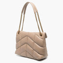 Saint Laurent Loulou Puffer Quilted Shoulder Bag Nude/Beige
