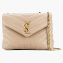 Saint Laurent Loulou Quilted Shoulder Bag Beige