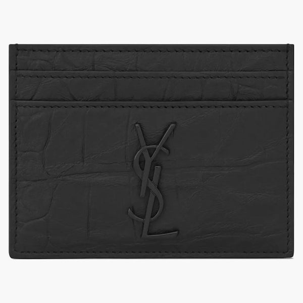 Případ s monogramem Svatý Laurent Monogram Crocodil Relissed Leather Black