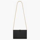 Saint Laurent Monogram Chain Wallet Grain De Poudre Black