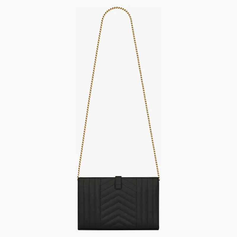 Saint Laurent Monogram Chain Wallet Grain De Poudre Black
