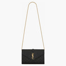 Saint Laurent Monogram Chain Wallet Grain De Poudre Black