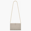 Saint Laurent Monogram Chain Wallet Grain De Poudre Blanc Vintage