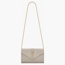 Saint Laurent Monogram Chain Wallet Grain De Poudre Blanc Vintage