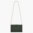 Saint Laurent Monogram Chain Wallet Grain De Poudre Dark Green