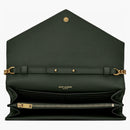 Saint Laurent Monogram Chain Wallet Grain De Poudre Dark Green