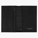 Saint Laurent Monogram Card Card Wallet Crocodile Embossed Leather Black