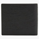 Saint Laurent Monogram Croc-Embossed Leather Bi-Fold Wallet Black