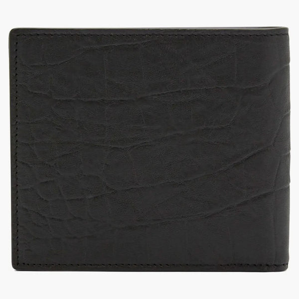 Saint Laurent Monogram Croc-Embossed Leather Bi-Fold Wallet Black