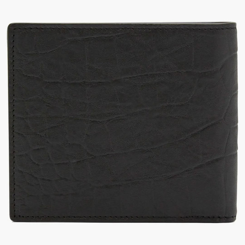 Saint Laurent Monogram Croc-Embossed Leather Bi-Fold Wallet Black